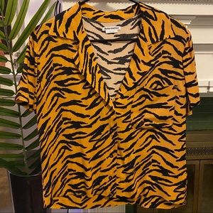 Reformation Cuba Short Sleeve Button Down Top